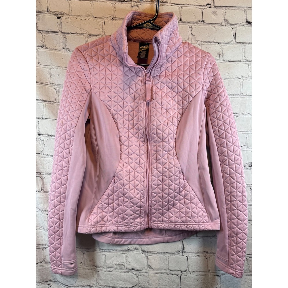 Avia Quilted Athletic Jacket Pink Full Zip Mock Neck Textured Size S